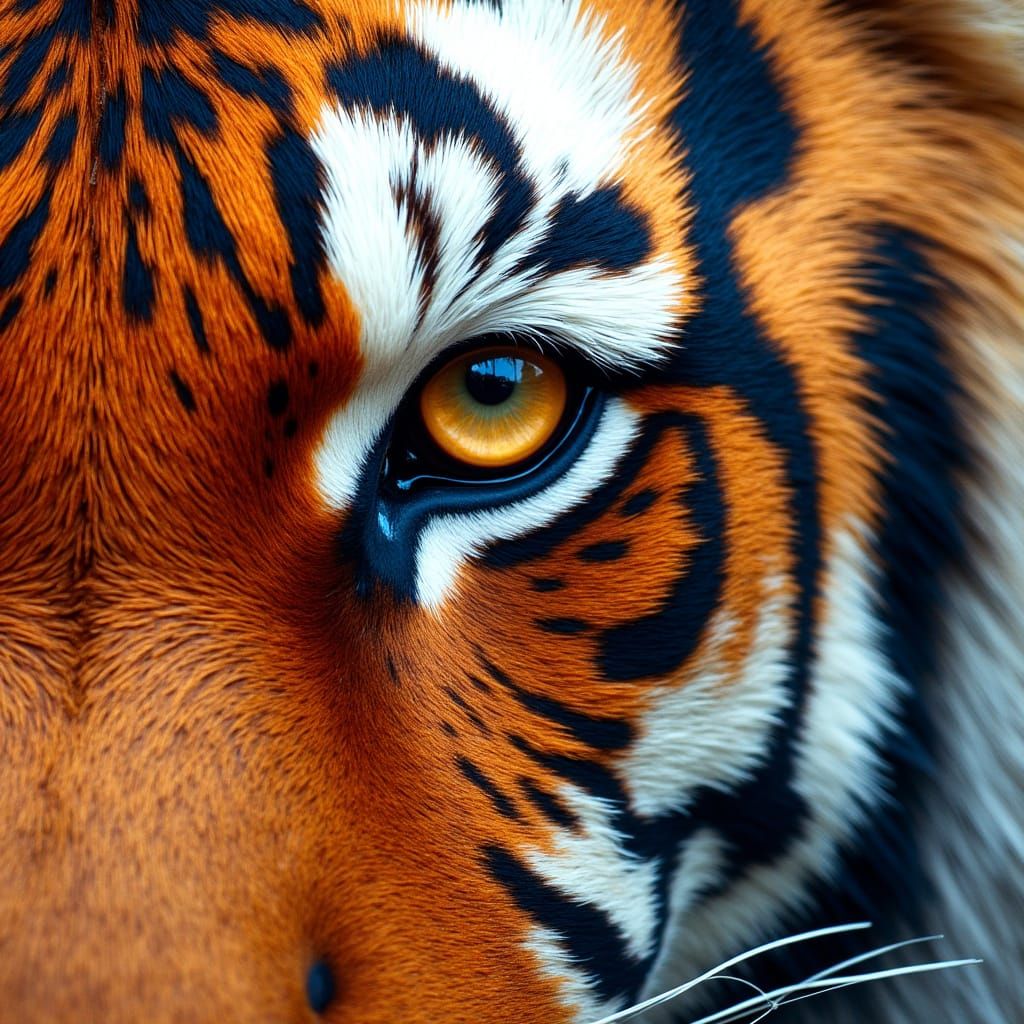 Tiger's Intense Gaze in Quilling Oil Painting