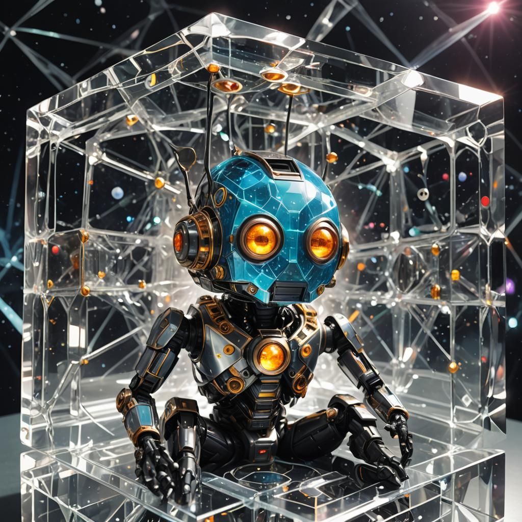 Subatomic Android in Cosmic Crystal Cube