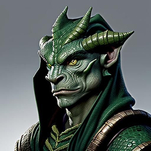 Green Dragonborn Ranger Close-up