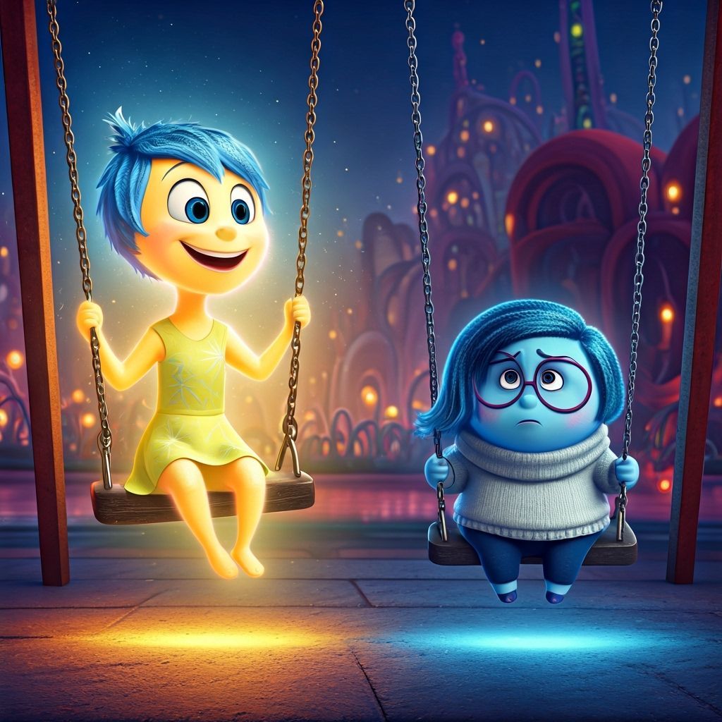 Inside Out Characters on Playground Swings