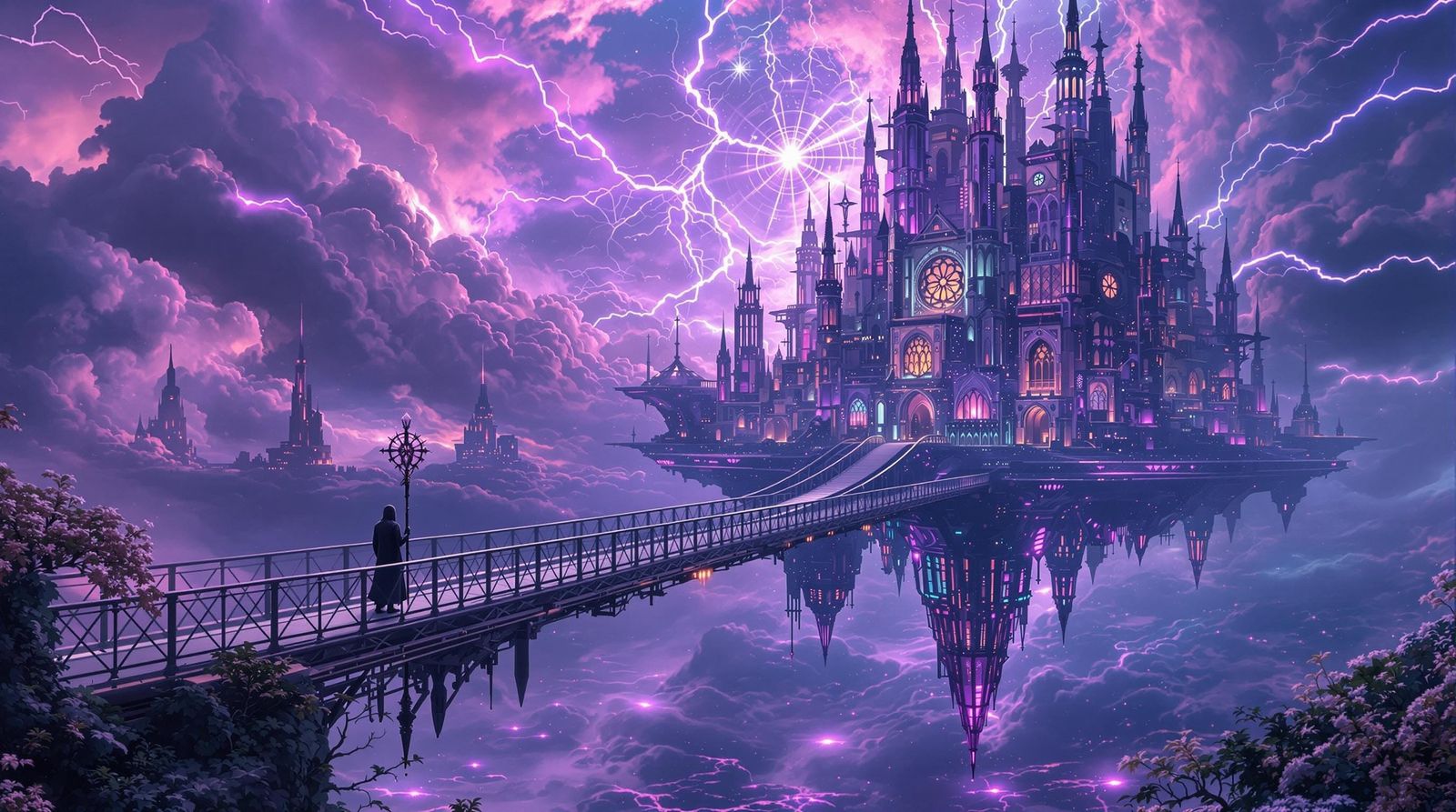 Biomechanical Floating City Dreamscape at Twilight