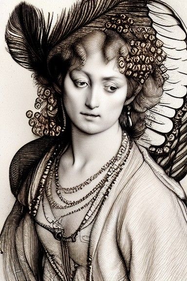 Brass Gear Angel Portrait in Realist Style