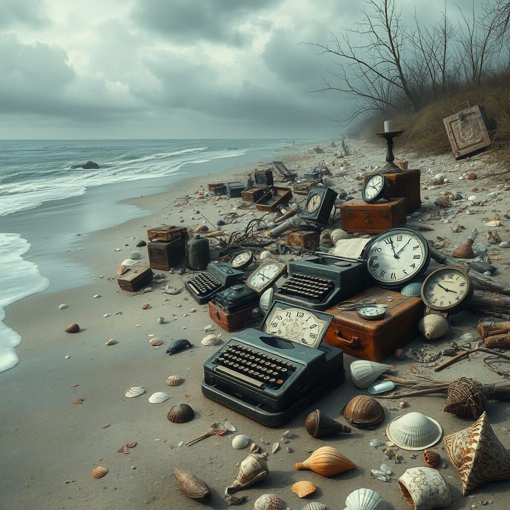 Surreal Beachside Curiosity Shop in a Dreamlike Realm