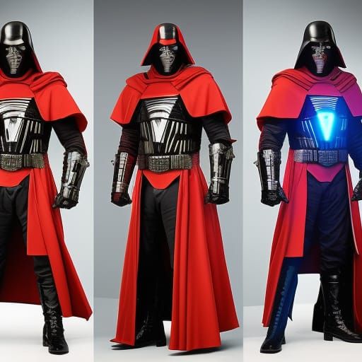 Futuristic Sith Lord with Lightsaber in 3D