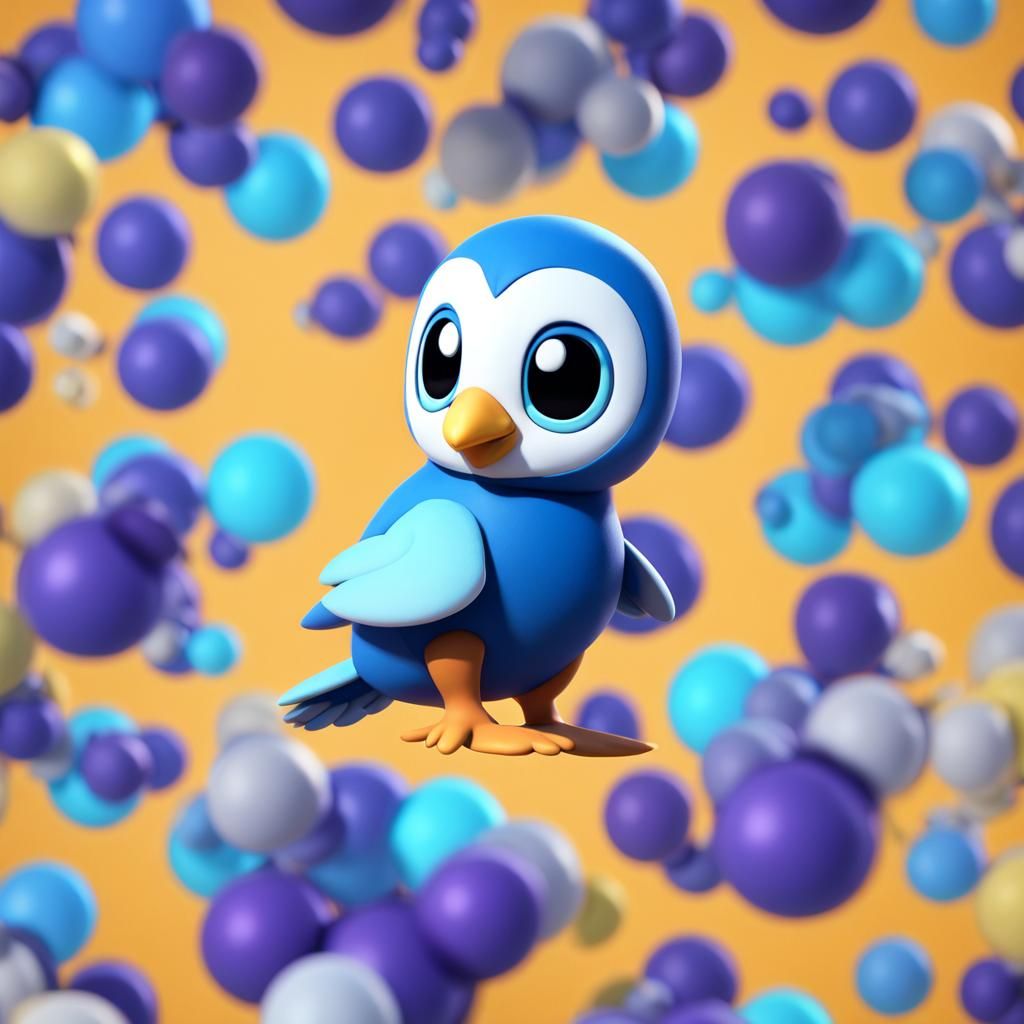 Piplup as 3D Digital Art in Pixar Style