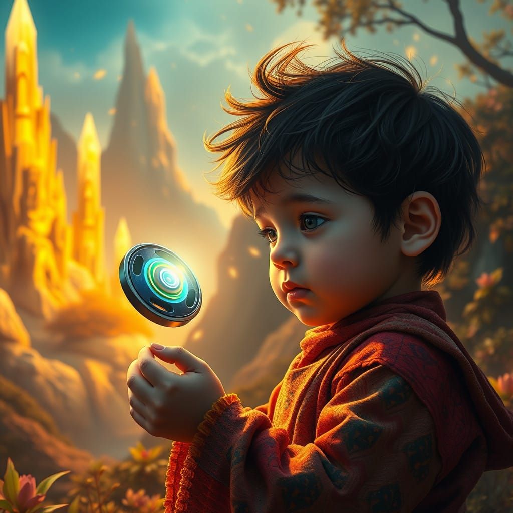 Whimsical Child Lost in a Fantastical Realm of Wonder