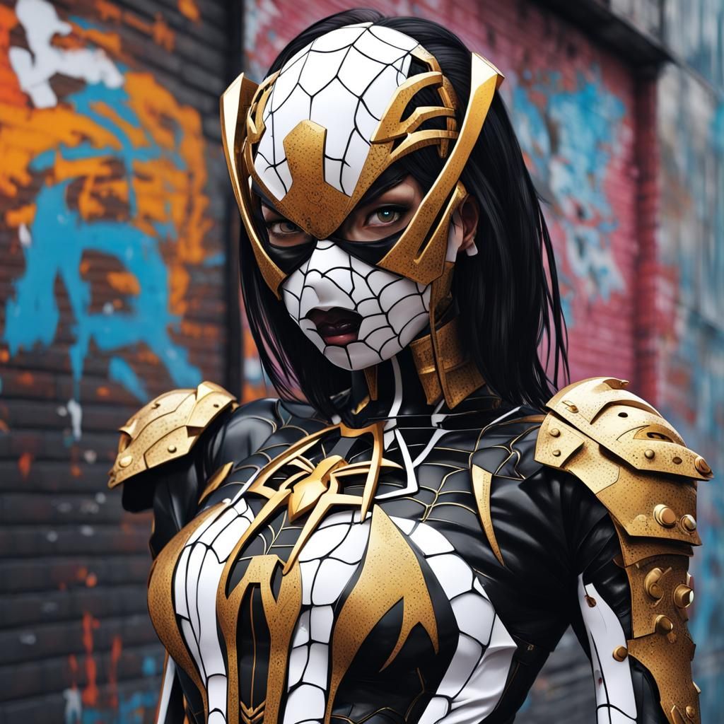Spider-Girl in Samurai Armor: Graffiti Art