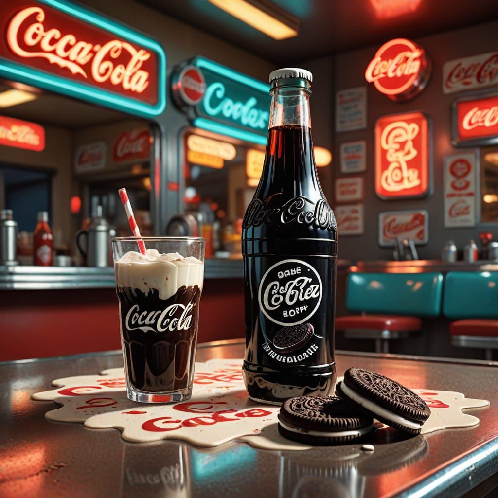 Nostalgic Diner Scene with Oreo Cookies and Coca-Cola