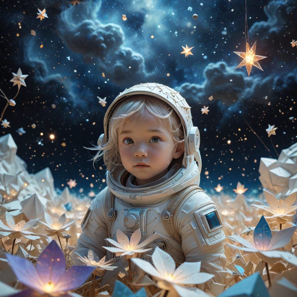 Whimsical Child in Cosmic Origami