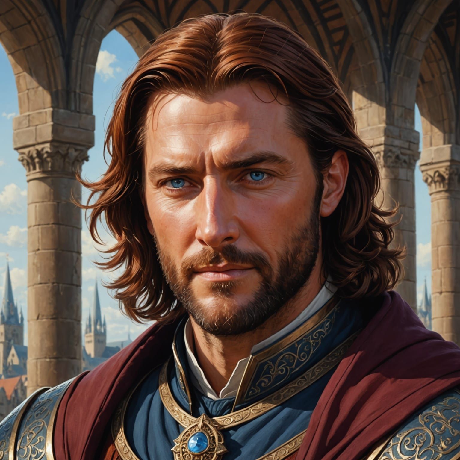 Medieval Nobleman Portrait in Vibrant Colors