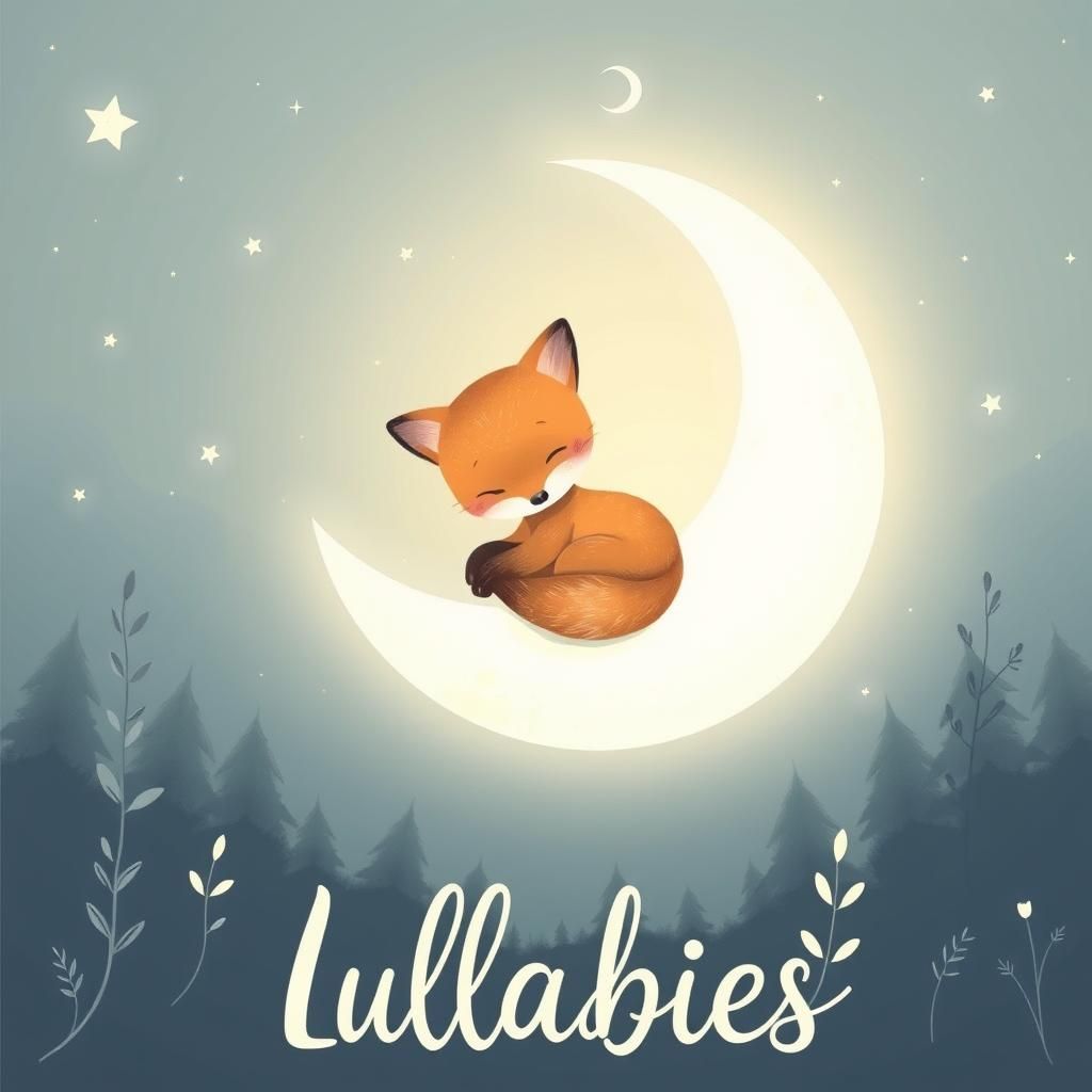 Dreamy Lullabies Album Art: Sleeping Fox on Moon
