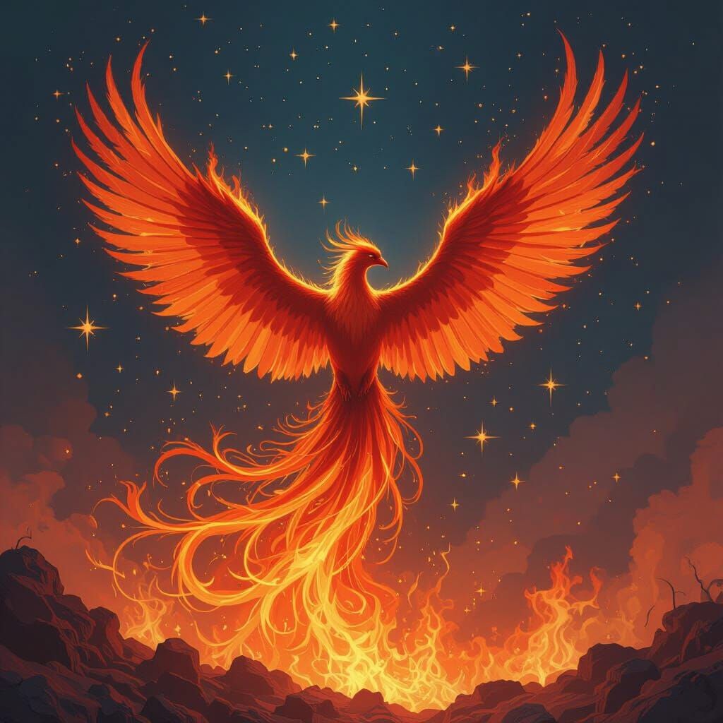 Phoenix Rising from Fire: Abstract Concept Art