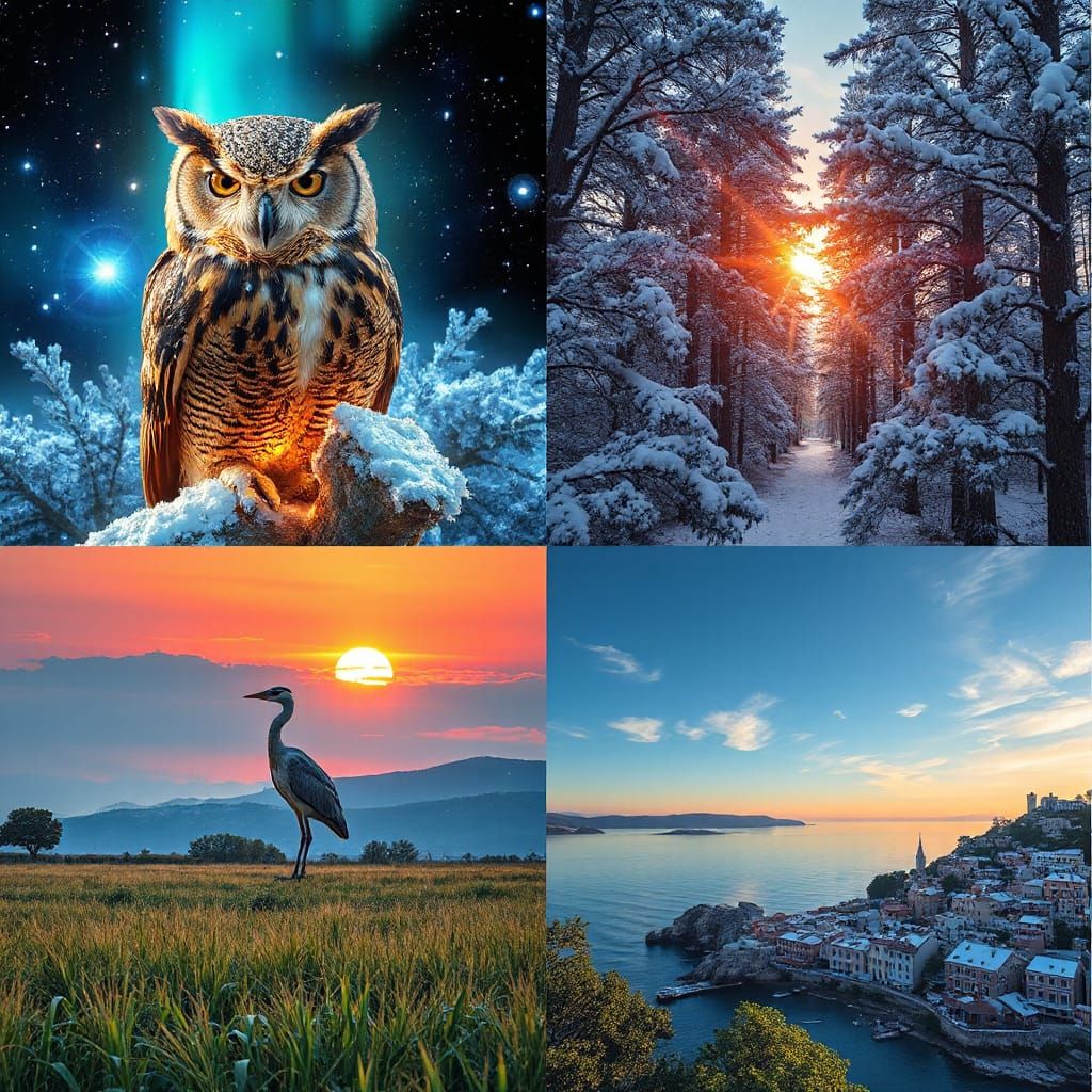 Mystical Worlds in a 2x2 Grid: Enchanted Realms and Coastal ...