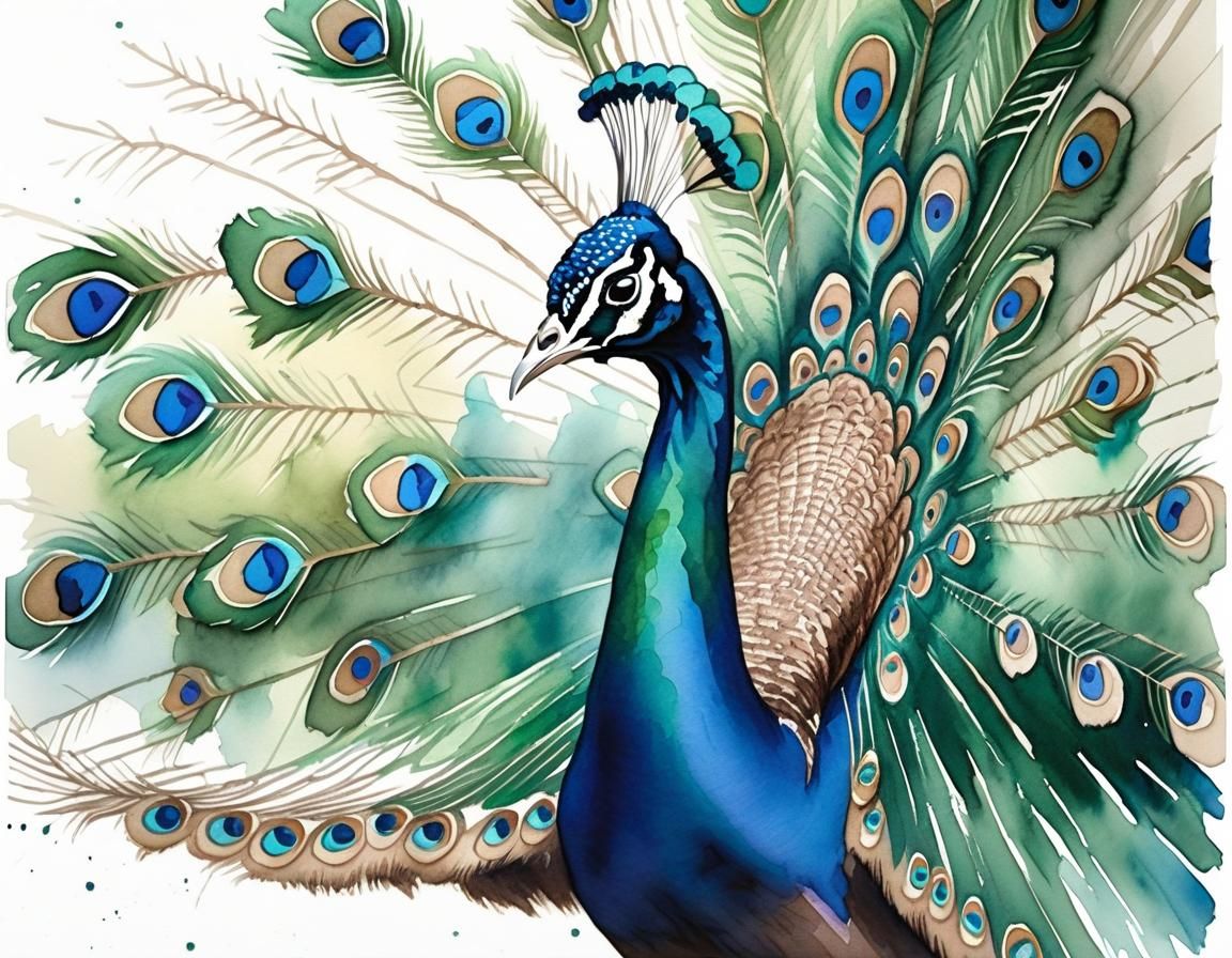 peacock displaying tail feathers