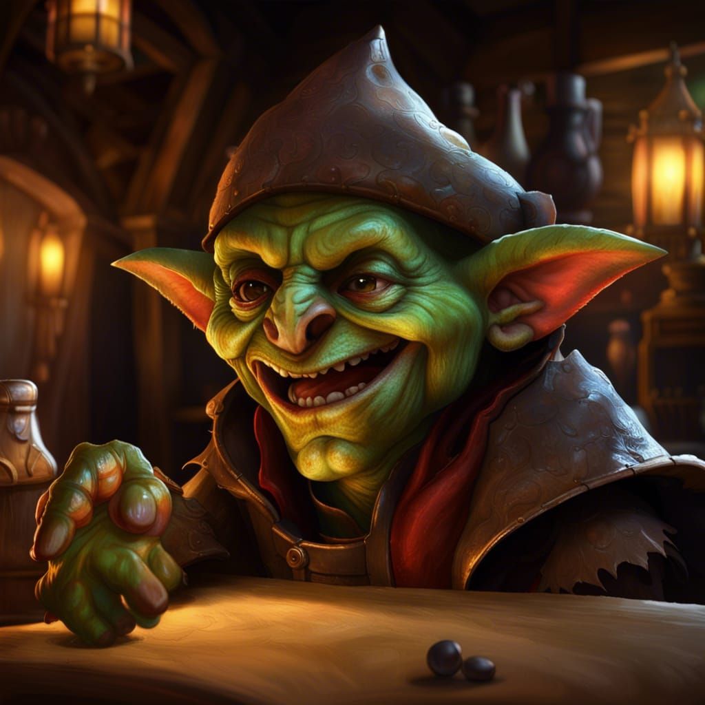 Goblin Insurance Salesman Arrives: Hyperrealistic Tavern Sce...