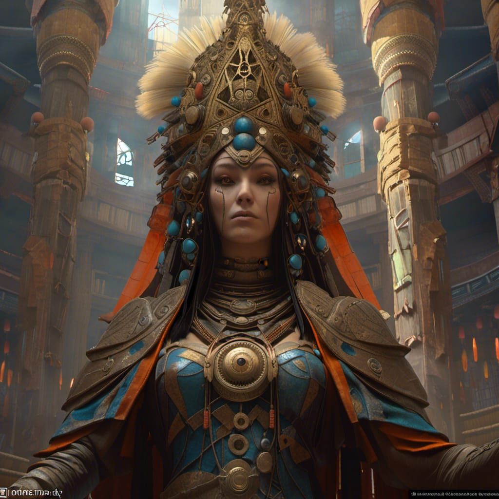 High Fantasy Priestess in Ornate Temple