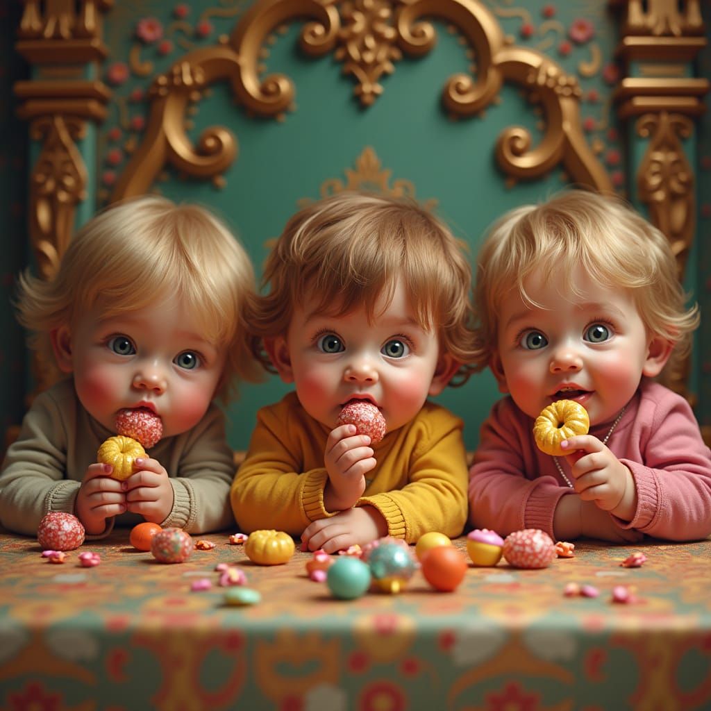 Children's Delight: Sweets in Art Nouveau Style