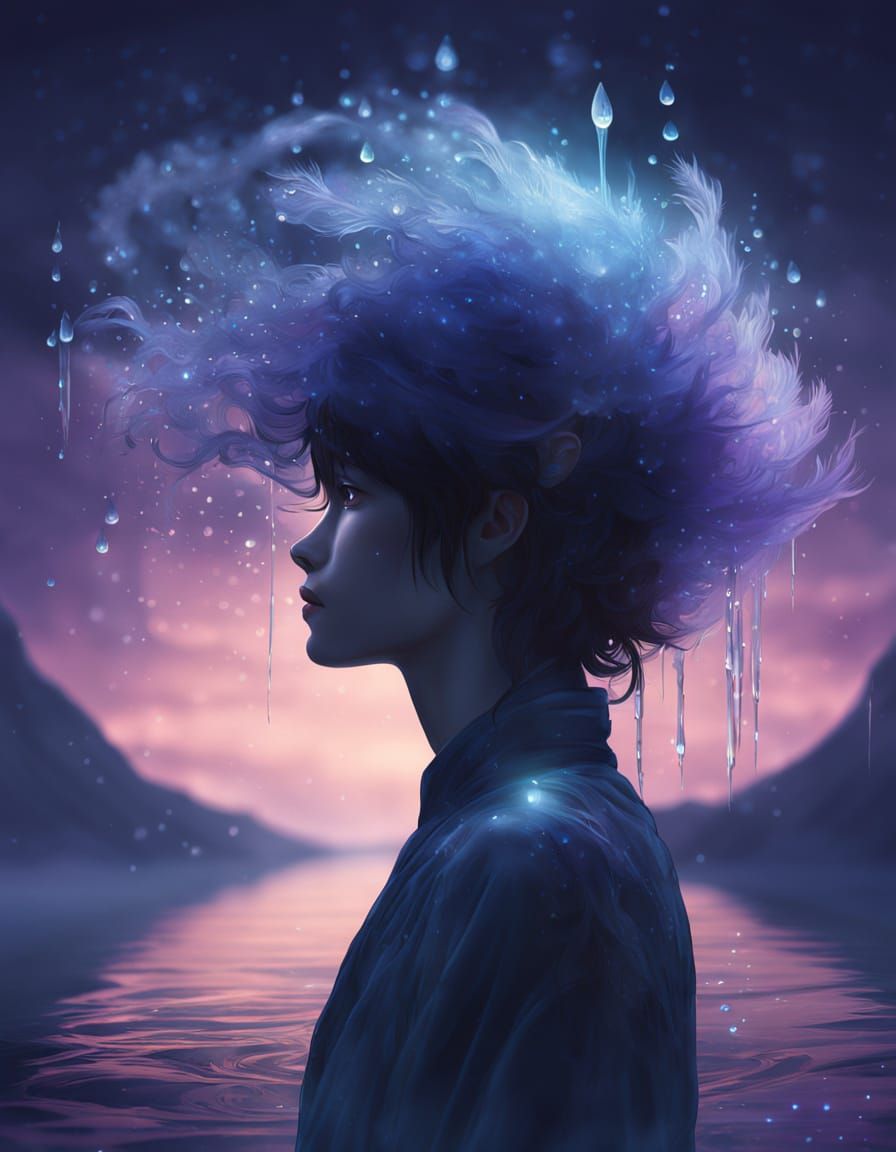 Ethereal Spirit Rises from Water's Surface in Shimmering, Ir...