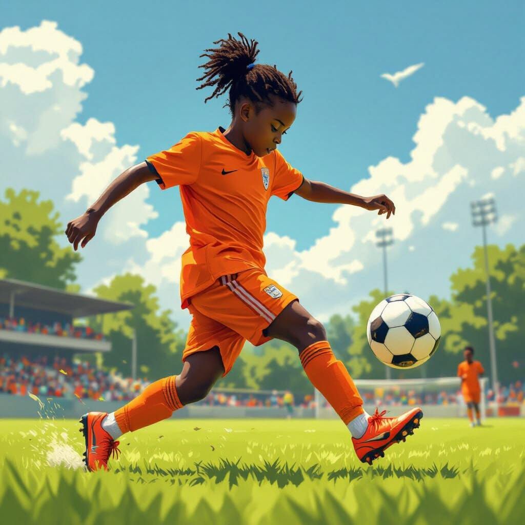 Ivorian Soccer Player in Digital Art Style