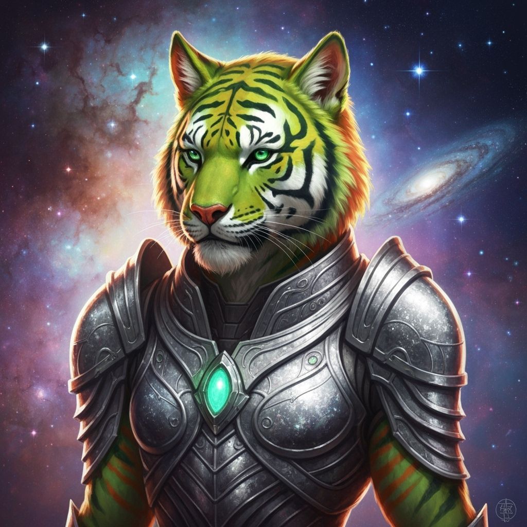 Armored Alien Hybrid in Cosmic Digital Painting