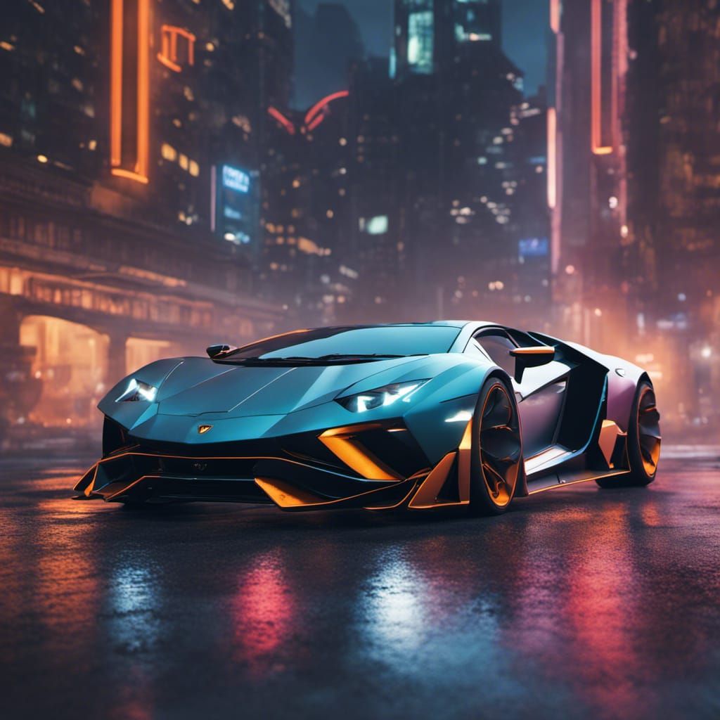 Futuristic Lamborghini in Detailed Matte Painting