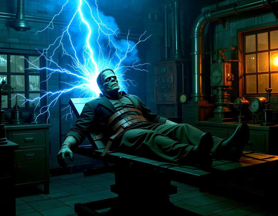 Frankenstein's Monster Brought to Life by Lightning