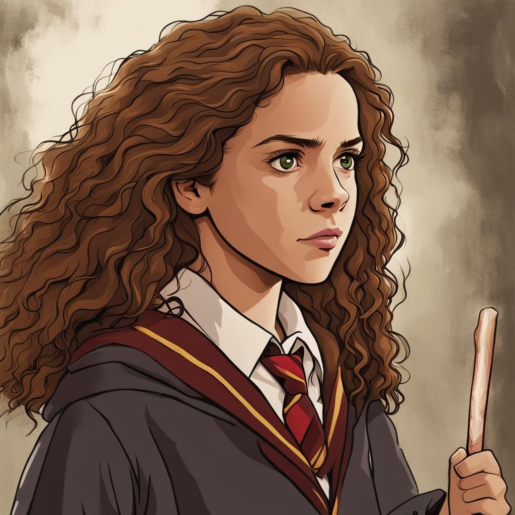 Hermione Granger Portrait by Greg Rutkowski and Artgerm