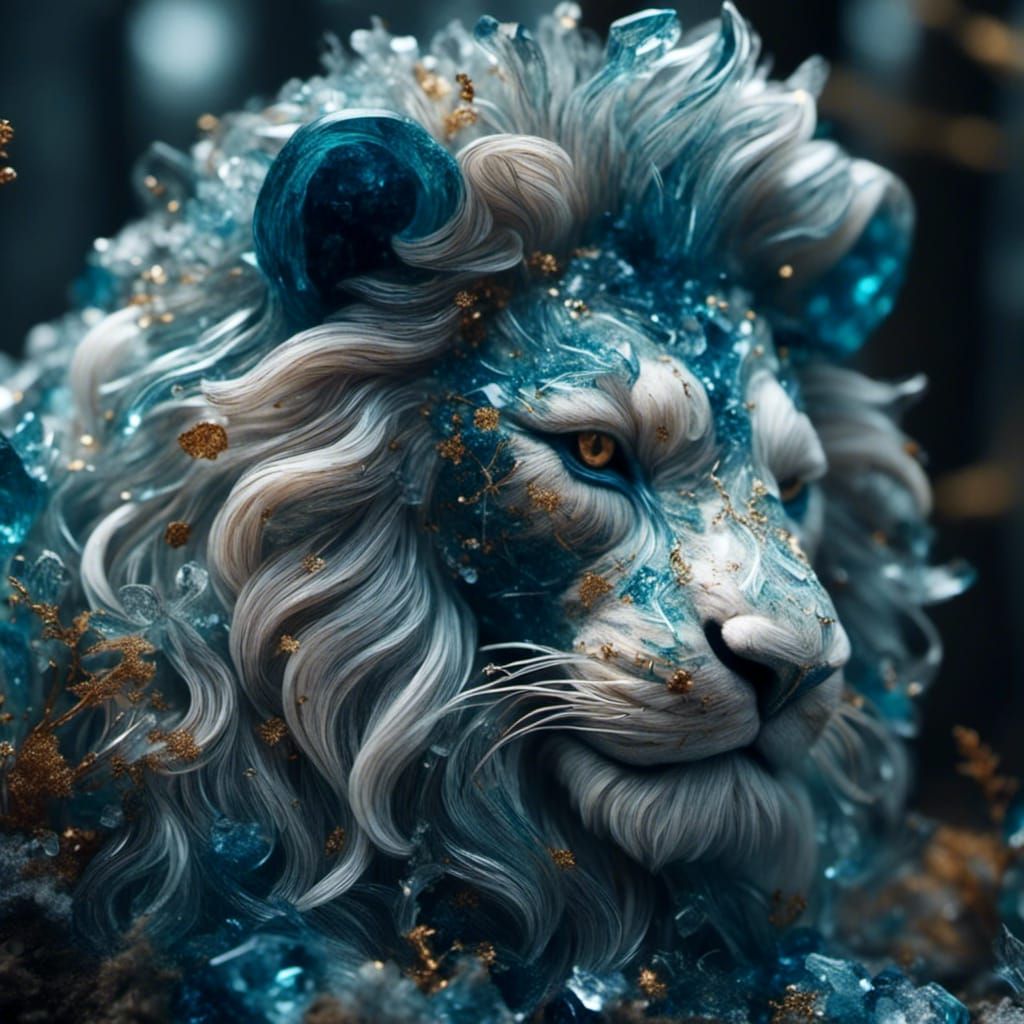 Lion Portrait in Haunted Forest