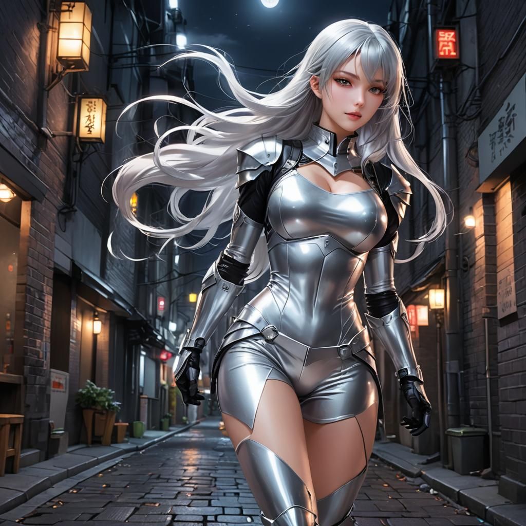 Anime Heroine Patrols Moonlit Alley