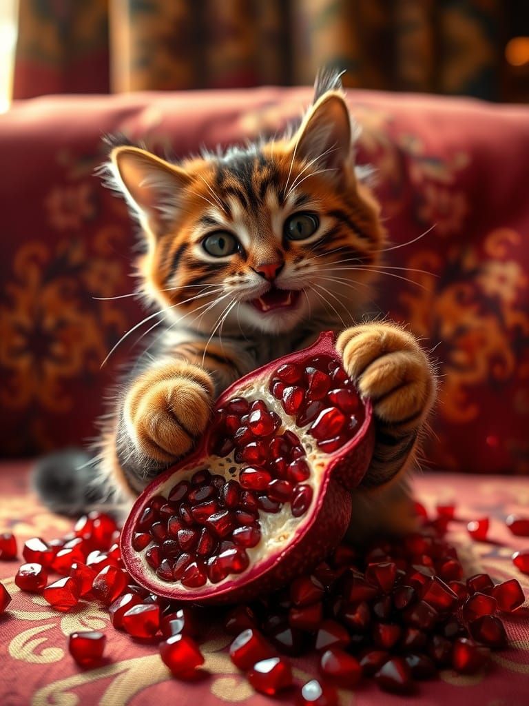 Playful Feline Surrealism in Vibrant Colors