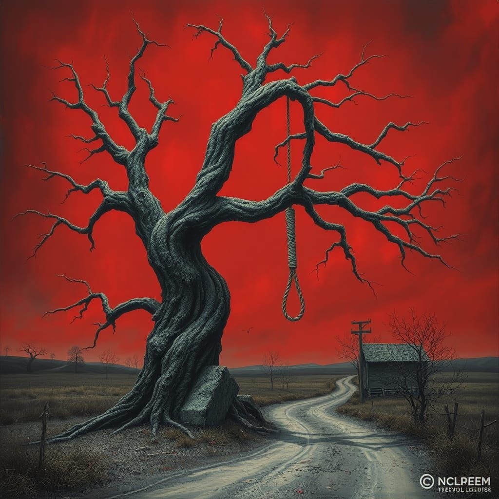 Desolate Crossroads: A Dark Surrealist Vision