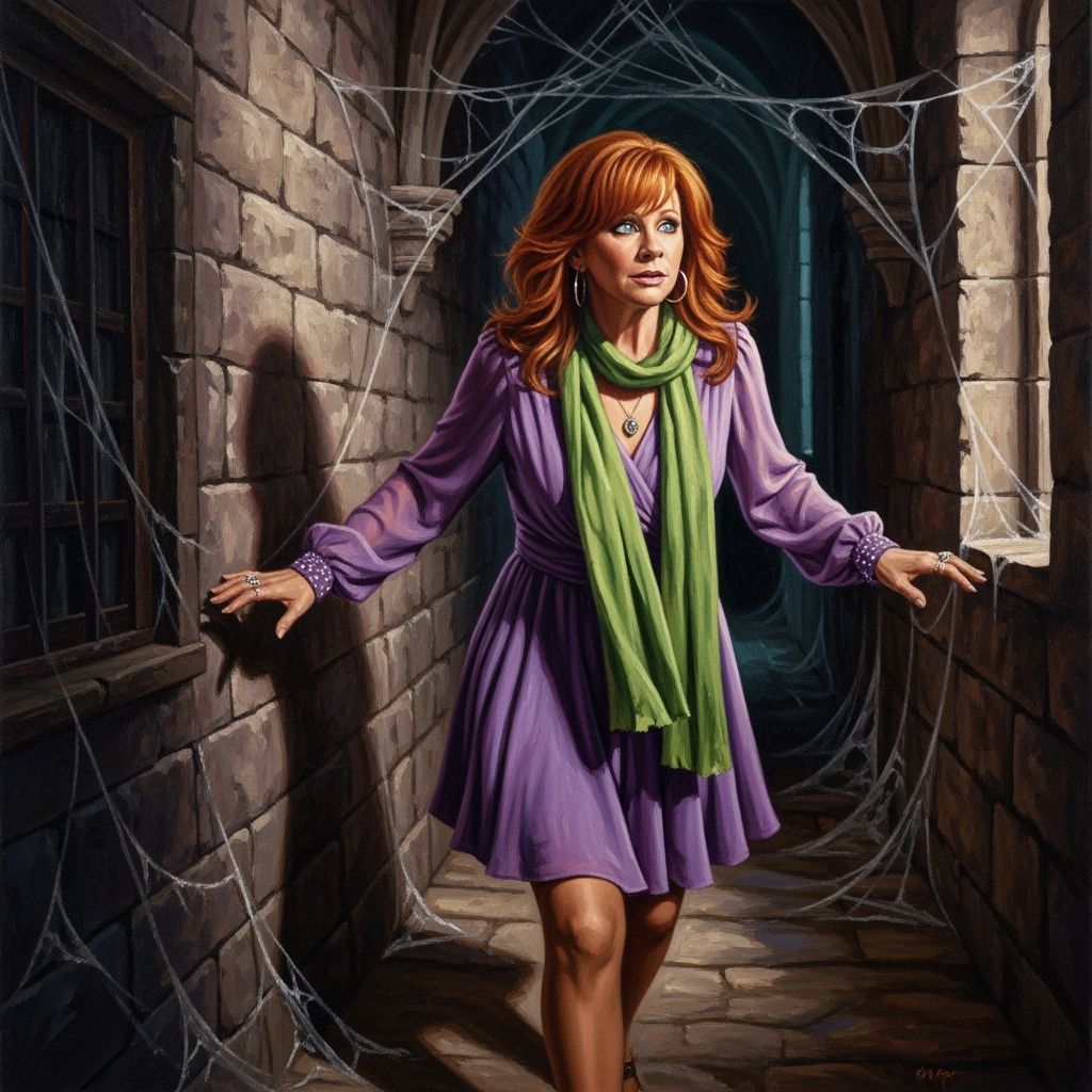 Reba McEntire in Ominous Castle Oil Painting
