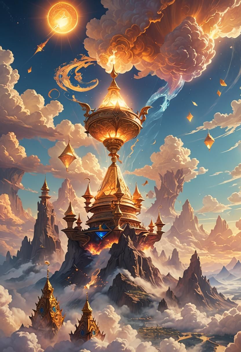 Genie Emerges Under Three Suns: Dreamlike Concept Art