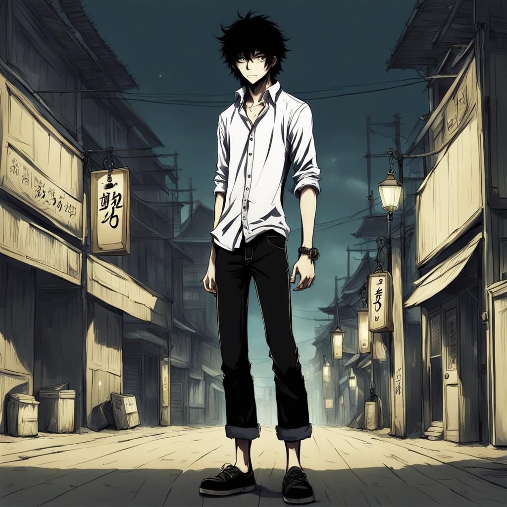 Werewolf Boy in Anime Style Standing