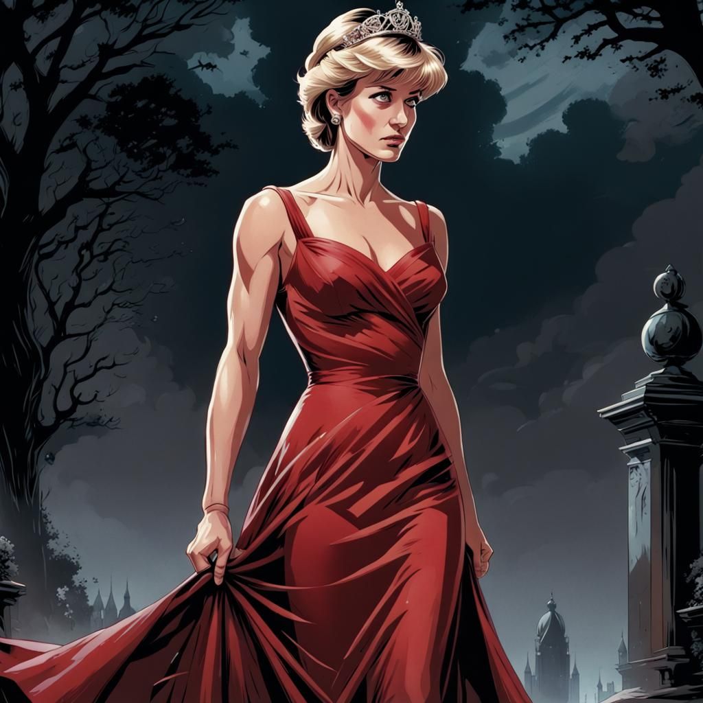 Princess Diana in Comic Book Art Style