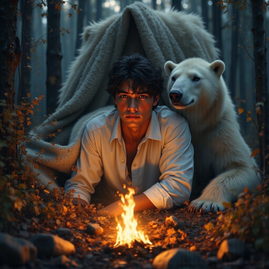 Byron and Percy sharing a makeshift tent.