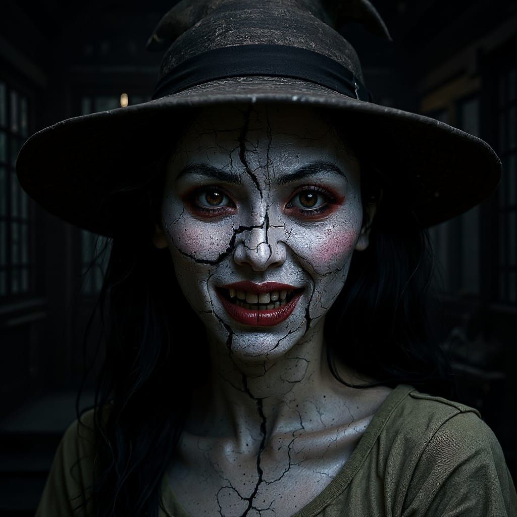 Menacing Japanese Witch in Haunted Temple
