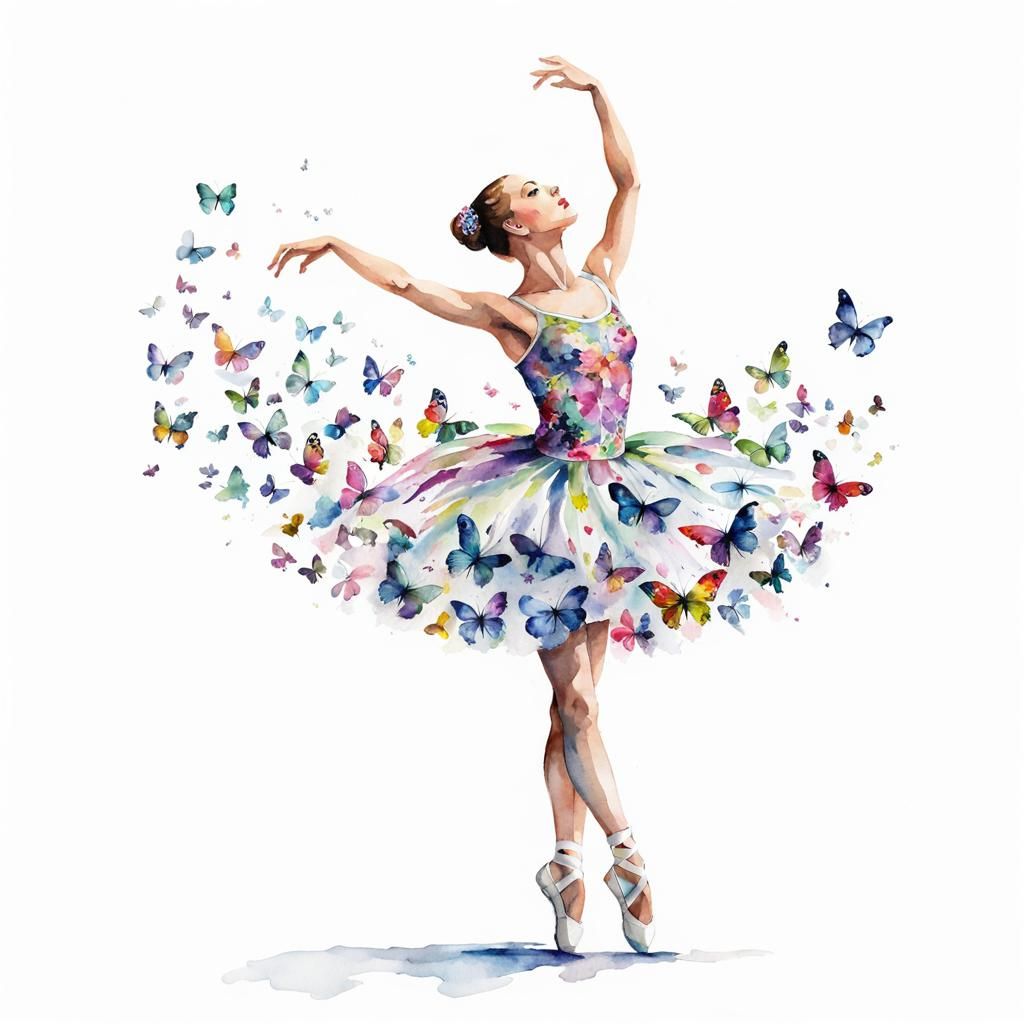 Butterfly Ballerina in Watercolor