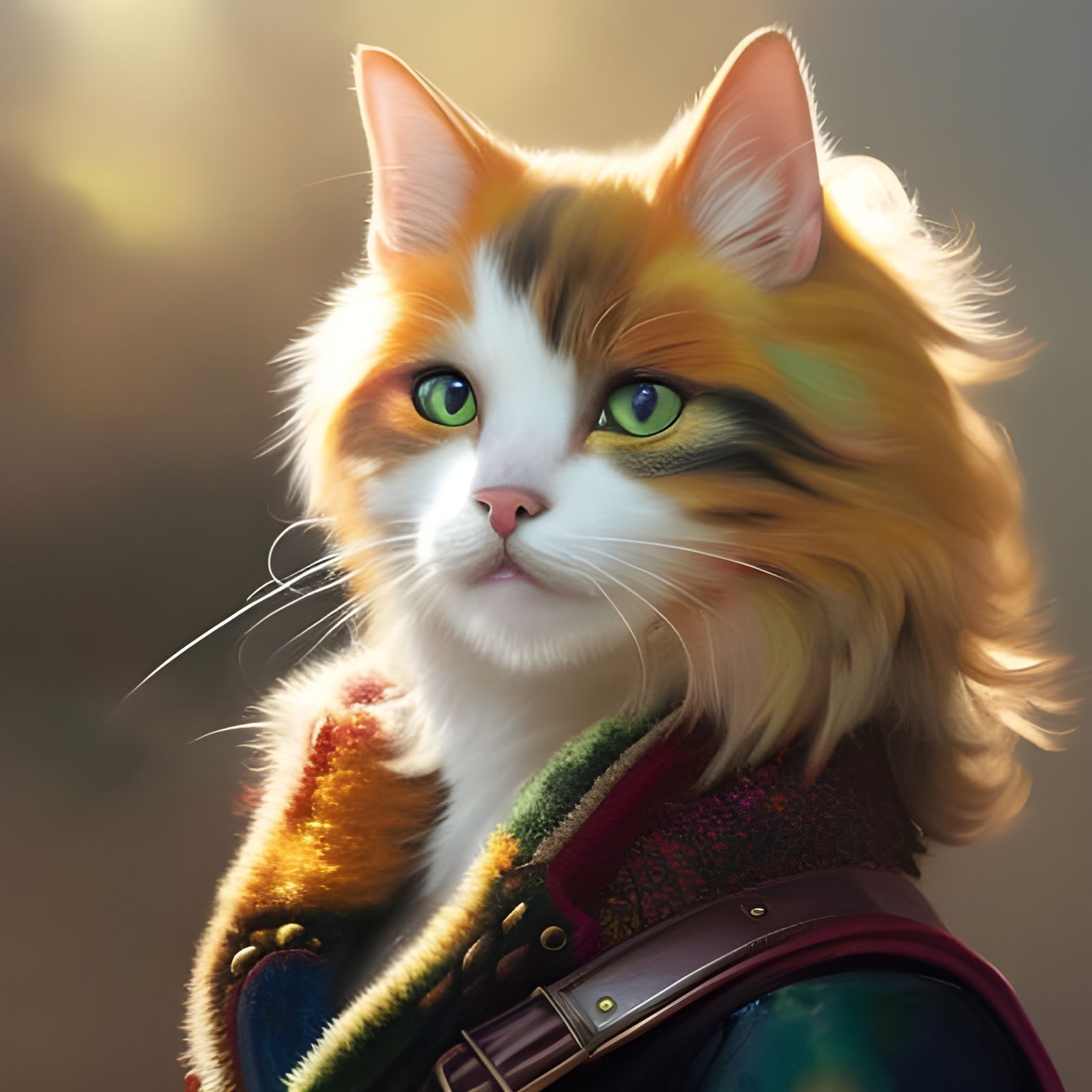 Detailed Cat Girl with Golden Hair in Digital Art