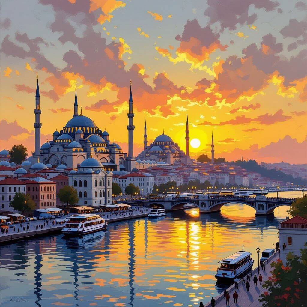 Istanbul Sunrise over Bosphorus Strait