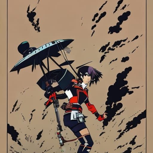 Tank Girl in Australian Outback: Anime Manga Style