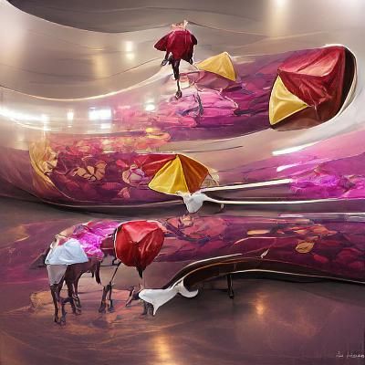 Umbrella Carousel with Rose Petals: Concept Art