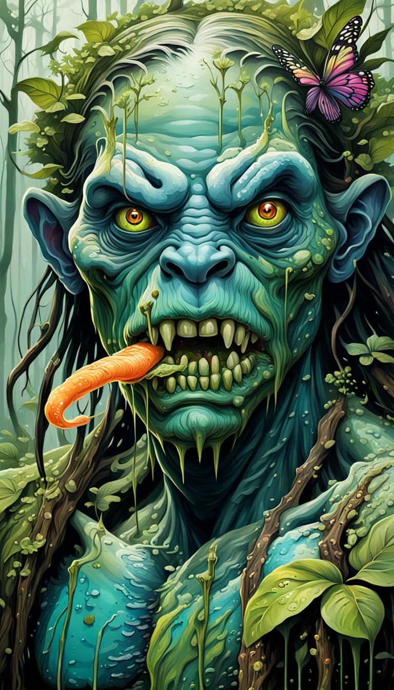 Swamp Mutant Eats Fairy in Graffiti Art