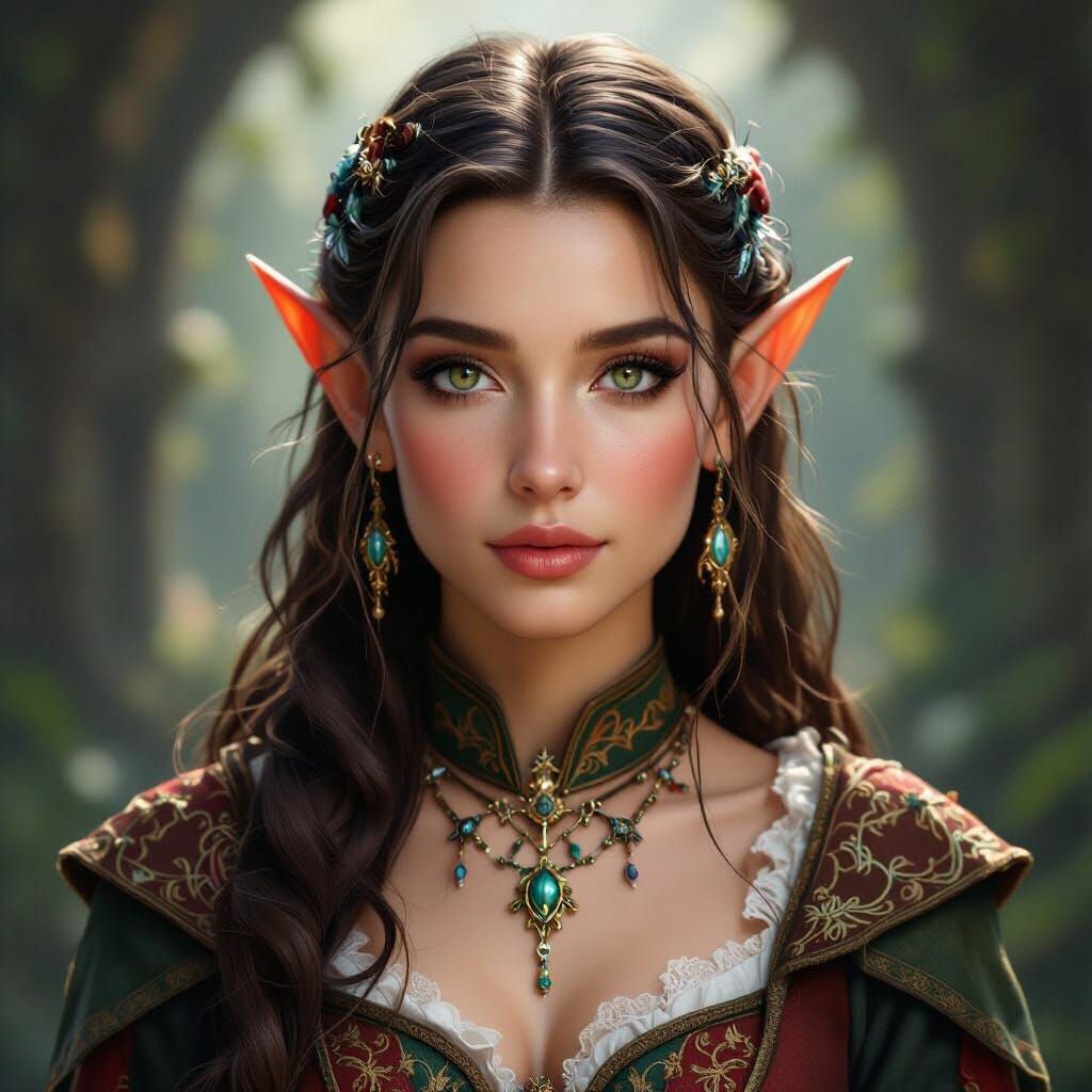 Hyperrealistic Elf Portrait with Intricate Jewelry