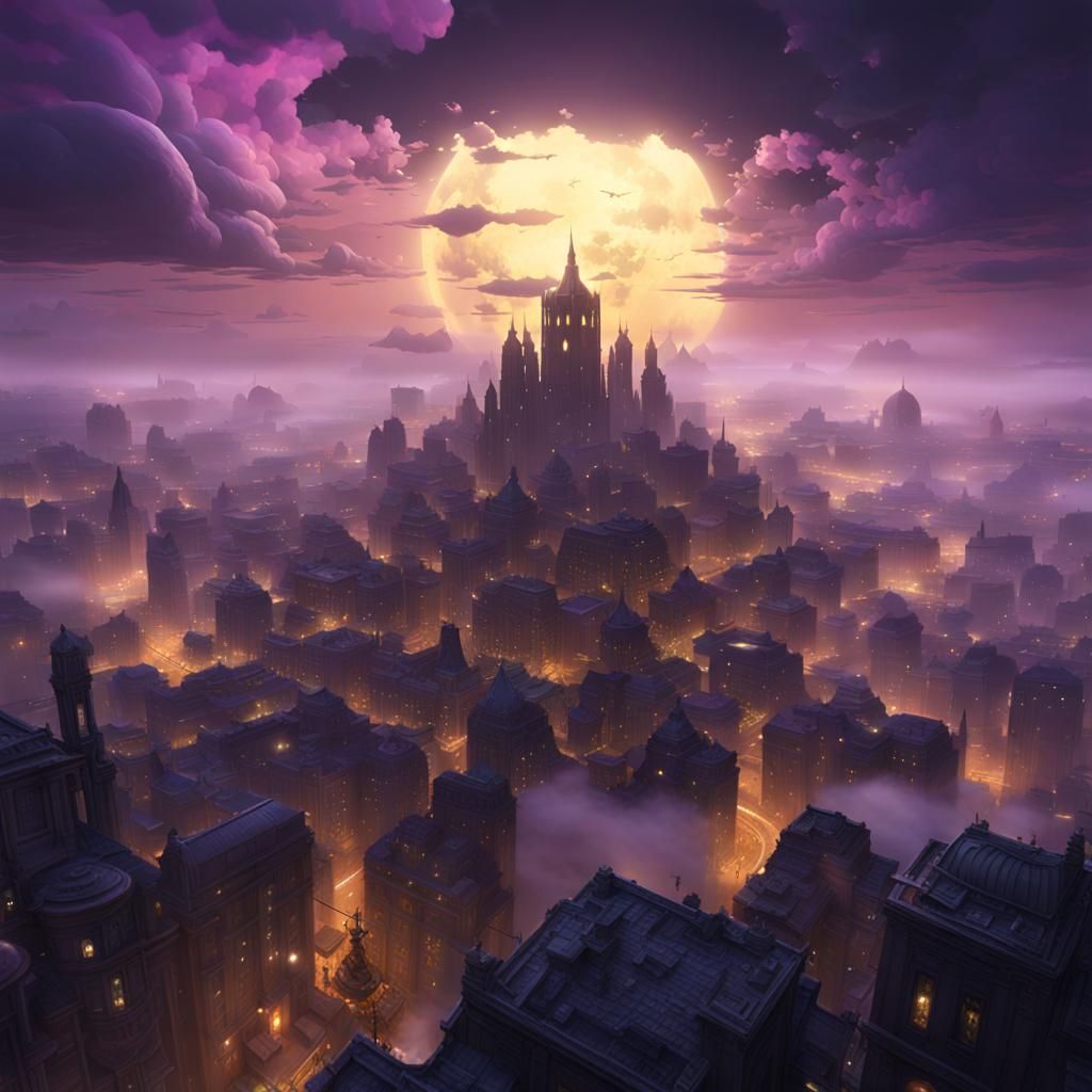 Floating City in the Sky: Dark Fantasy Concept Art