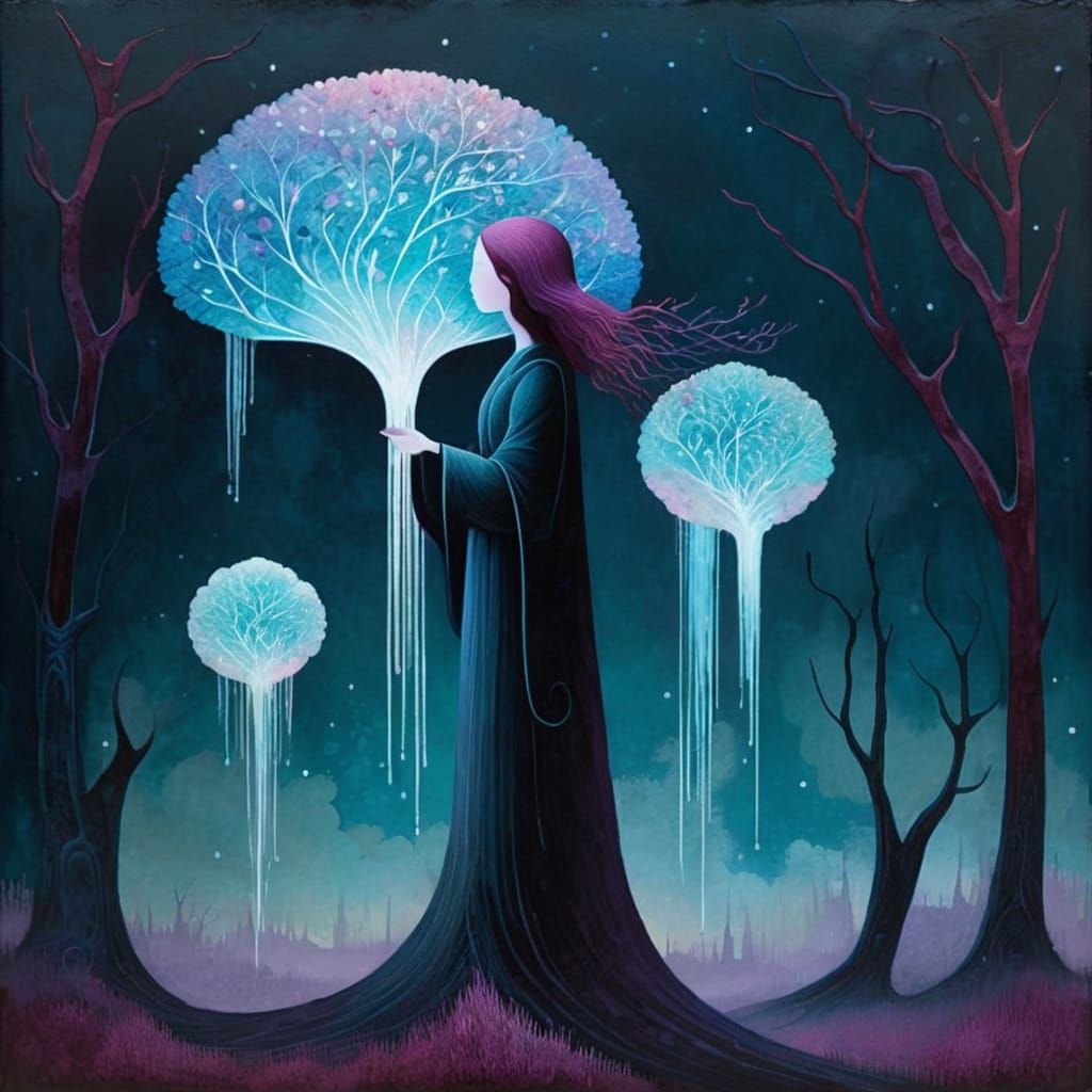 Abstract Landscape in Plum and Pink Hues