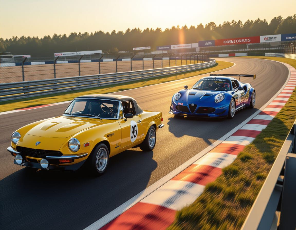 Fiat 124 Abarth Rally vs Alfa Romeo Race Car at Le Mans