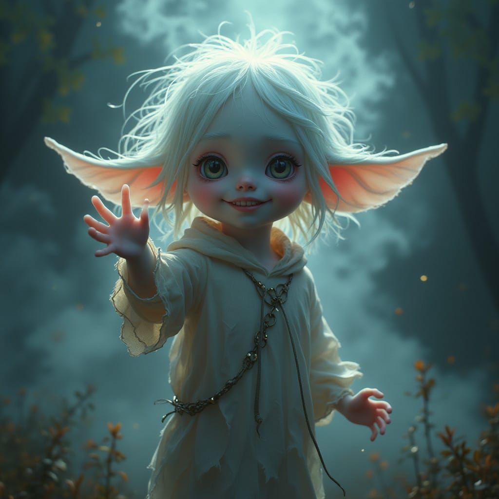 Luminous Spirit Beckons in Dreamlike Eerie Atmosphere