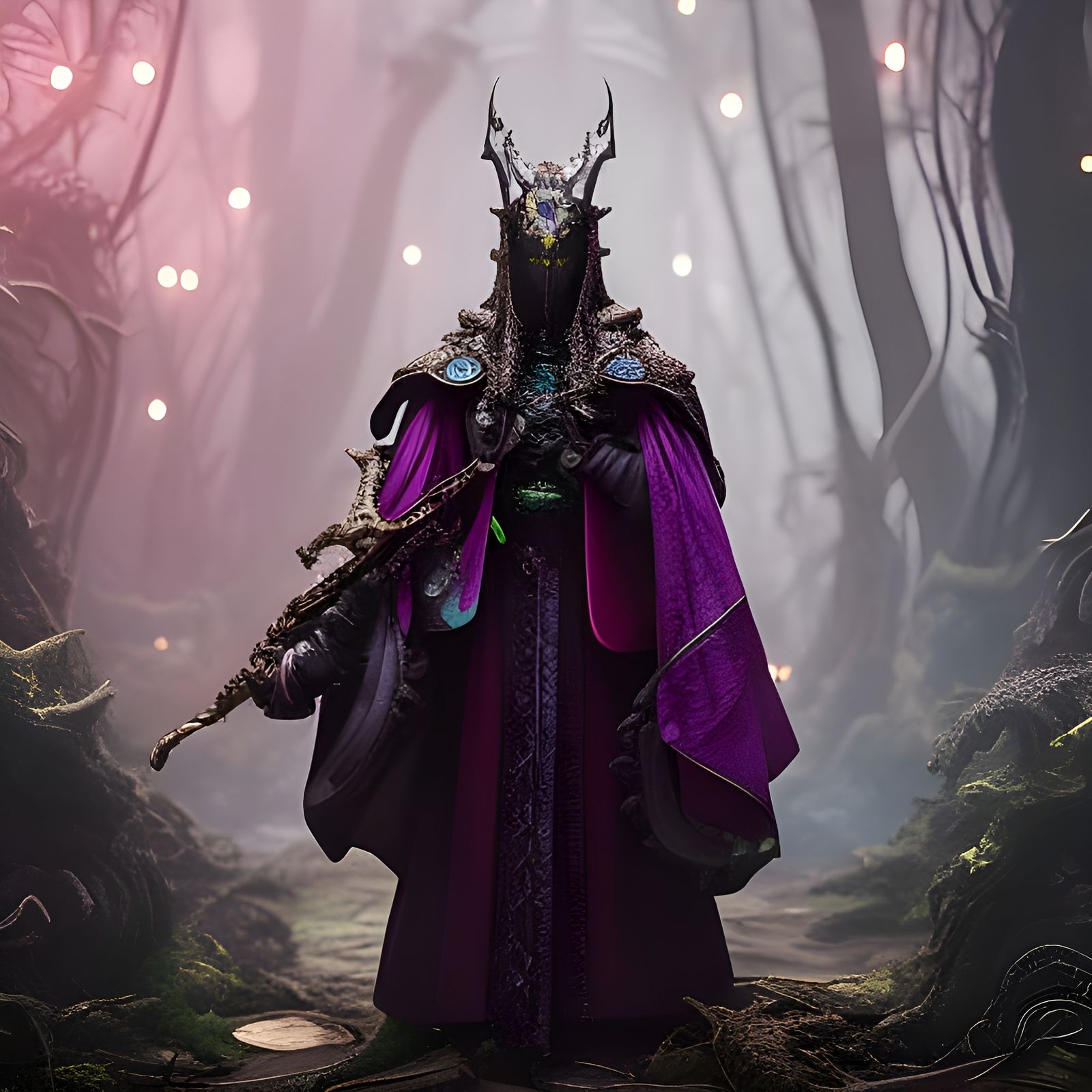 Biopunk Alien Wizard Portrait in Ornate Streetwear