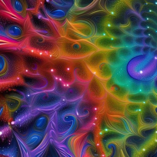Colorful Rainbow Nova Fractal in Splash Art Style
